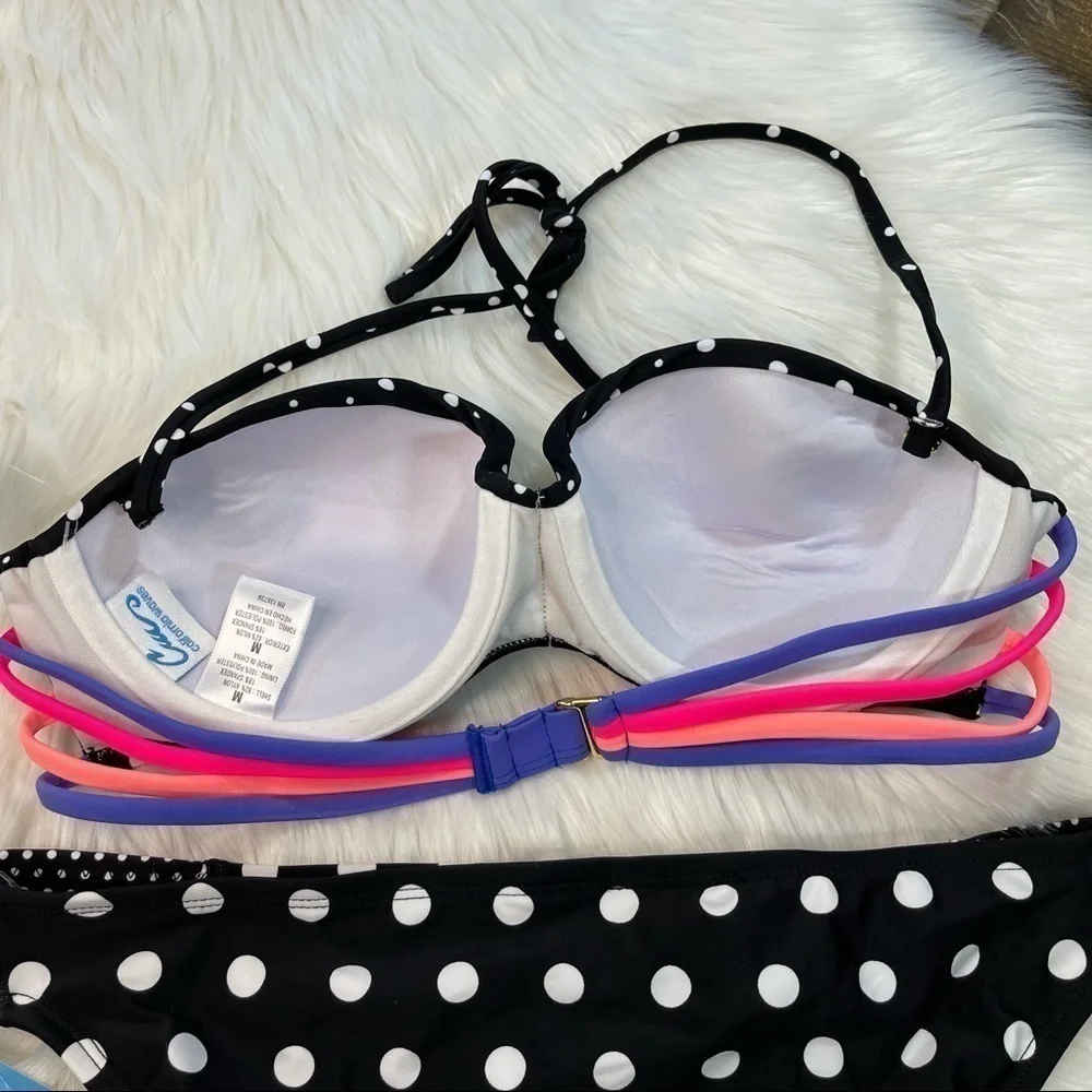 NWT California Waves Polka Dot Bikini Set Medium